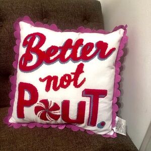 Better Not Pout Candy Sprinkle Christmas Decor Throw Pillow NWT